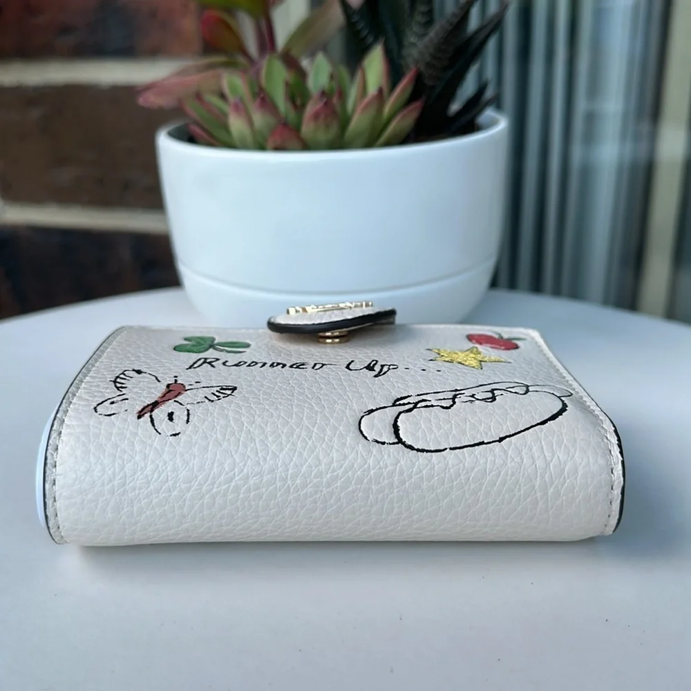 NEW Coach Medium Corner Zip Wallet With Sketch Print